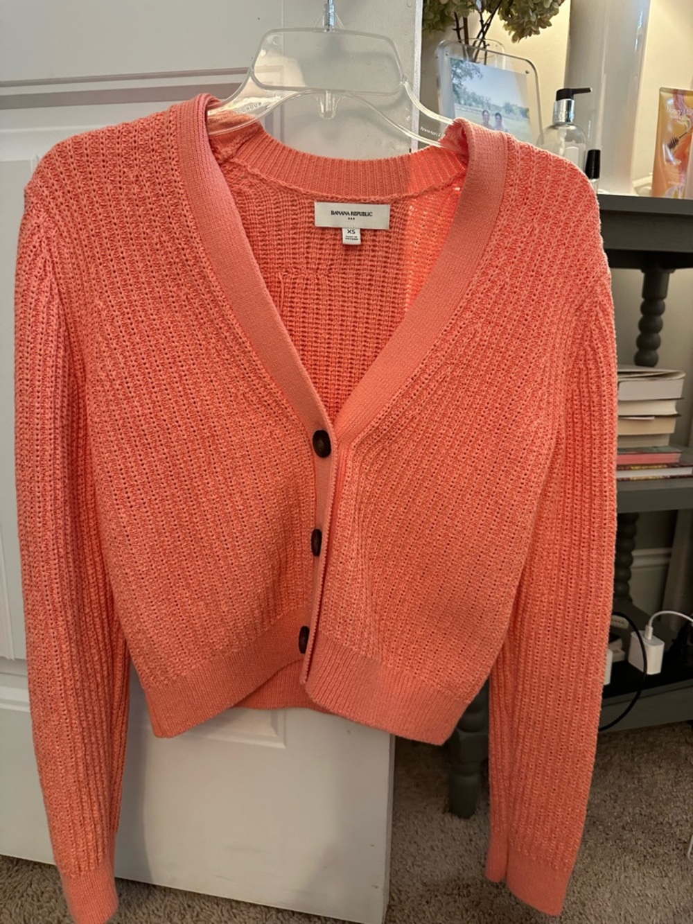 Banana Republic Coral Knit Button-Front Cardigan